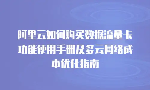 阿里云如何购买数据流量卡功能使用手册及多云网络成本优化指南