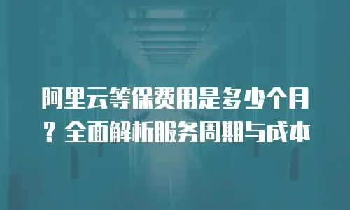 阿里云等保费用是多少个月？全面解析服务周期与成本