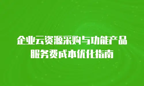企业云资源采购与功能产品服务费成本优化指南