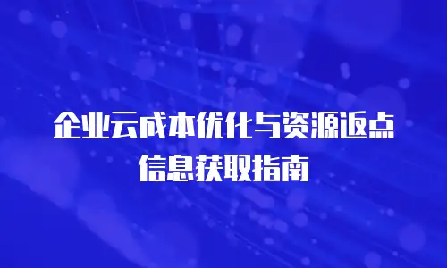 企业云成本优化与资源返点信息获取指南