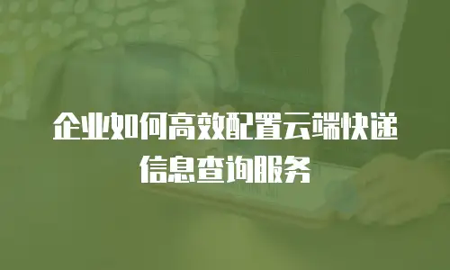 企业如何高效配置云端快递信息查询服务