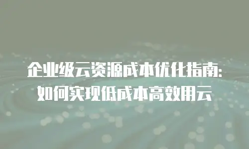 企业级云资源成本优化指南：如何实现低成本高效用云