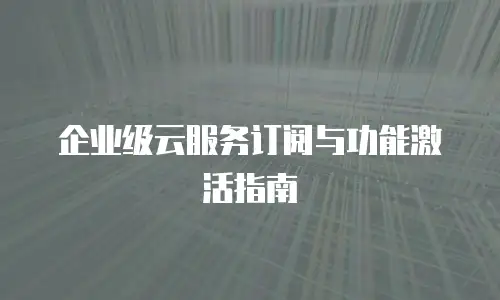 企业级云服务订阅与功能激活指南