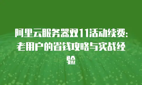 阿里云服务器双11活动续费：老用户的省钱攻略与实战经验
