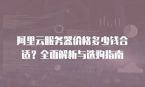 阿里云服务器价格多少钱合适？全面解析与选购指南