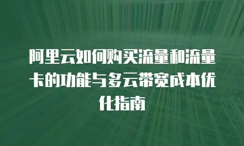 阿里云如何购买流量和流量卡的功能与多云带宽成本优化指南