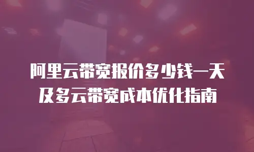 阿里云带宽报价多少钱一天及多云带宽成本优化指南