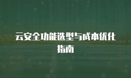 云安全功能选型与成本优化指南