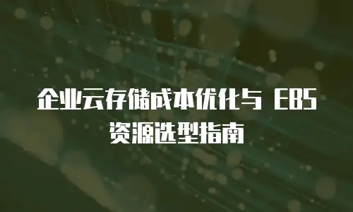 企业云存储成本优化与 EBS 资源选型指南