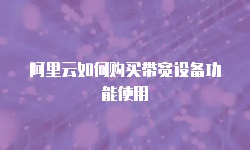 阿里云如何购买带宽设备功能使用