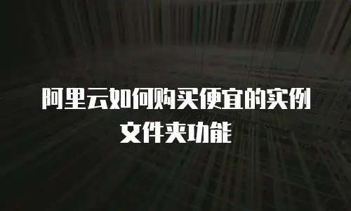 阿里云如何购买便宜的实例文件夹功能