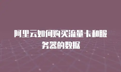 阿里云如何购买流量卡和服务器的数据