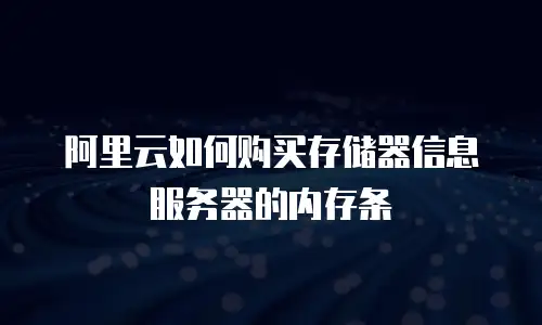 阿里云如何购买存储器信息服务器的内存条