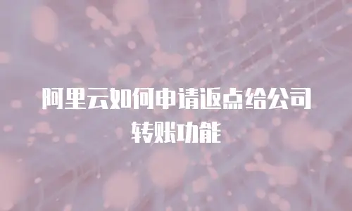 阿里云如何申请返点给公司转账功能