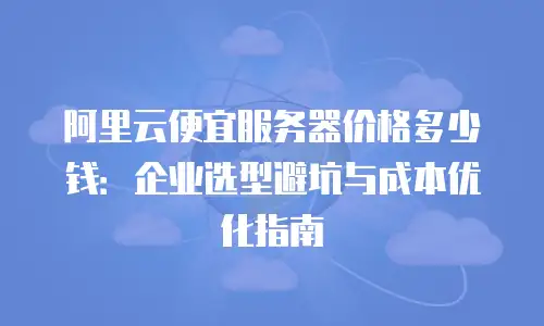 阿里云便宜服务器价格多少钱：企业选型避坑与成本优化指南