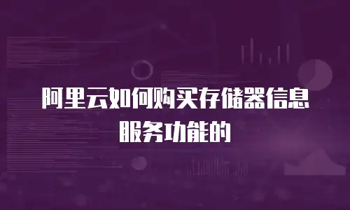 阿里云如何购买存储器信息服务功能的
