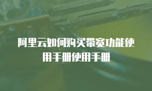阿里云如何购买带宽功能使用手册使用手册