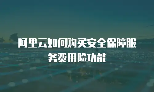 阿里云如何购买安全保障服务费用险功能