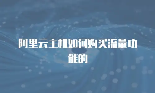 阿里云主机如何购买流量功能的