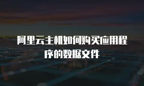 阿里云主机如何购买应用程序的数据文件