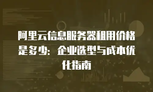 阿里云信息服务器租用价格是多少：企业选型与成本优化指南