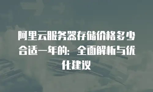 阿里云服务器存储价格多少合适一年的：全面解析与优化建议