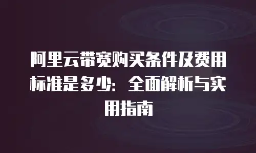 阿里云带宽购买条件及费用标准是多少：全面解析与实用指南