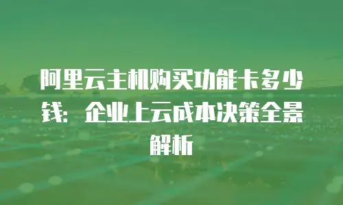 阿里云主机购买功能卡多少钱：企业上云成本决策全景解析