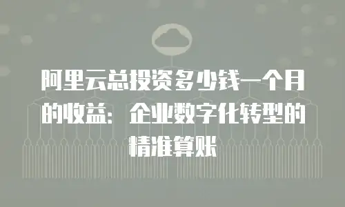 阿里云总投资多少钱一个月的收益：企业数字化转型的精准算账