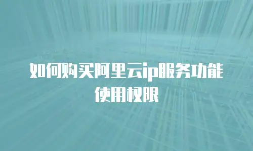 如何购买阿里云ip服务功能使用权限