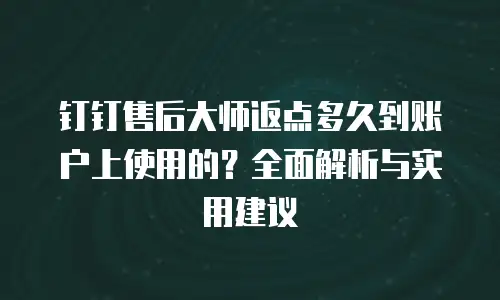 钉钉售后大师返点多久到账户上使用的？全面解析与实用建议