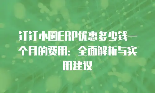 钉钉小圈ERP优惠多少钱一个月的费用：全面解析与实用建议