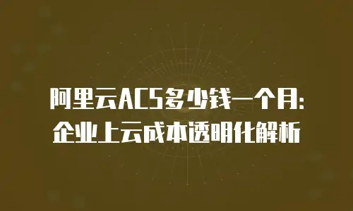 阿里云ACS多少钱一个月：企业上云成本透明化解析