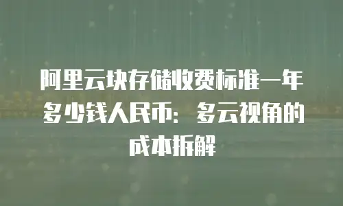 阿里云块存储收费标准一年多少钱人民币：多云视角的成本拆解