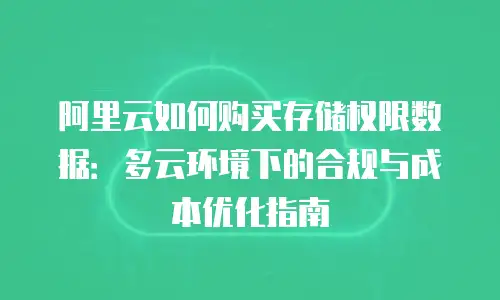 阿里云如何购买存储权限数据：多云环境下的合规与成本优化指南