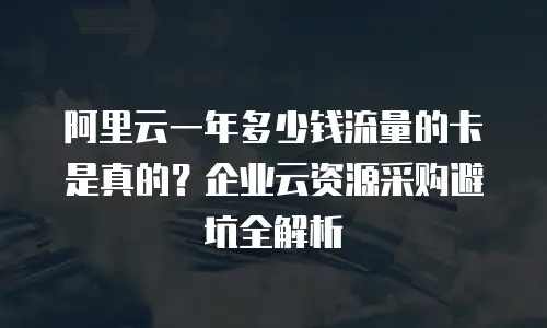 阿里云一年多少钱流量的卡是真的？企业云资源采购避坑全解析