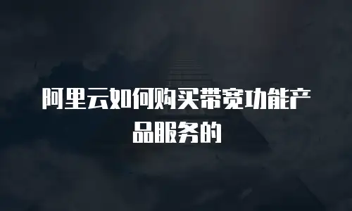 阿里云如何购买带宽功能产品服务的