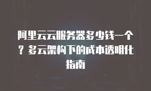 阿里云云服务器多少钱一个？多云架构下的成本透明化指南