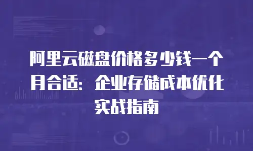 阿里云磁盘价格多少钱一个月合适：企业存储成本优化实战指南