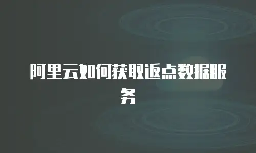 阿里云如何获取返点数据服务