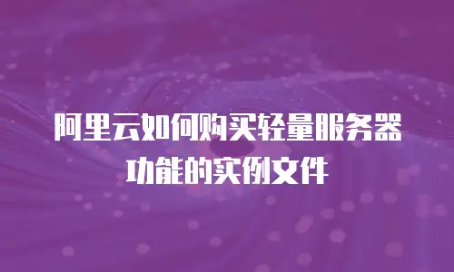 阿里云如何购买轻量服务器功能的实例文件