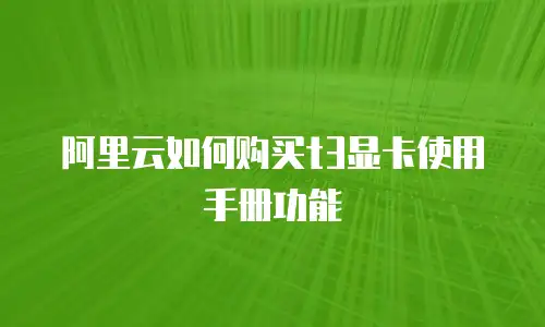 阿里云如何购买t3显卡使用手册功能