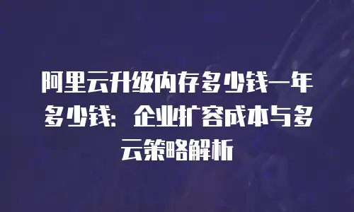 阿里云升级内存多少钱一年多少钱：企业扩容成本与多云策略解析