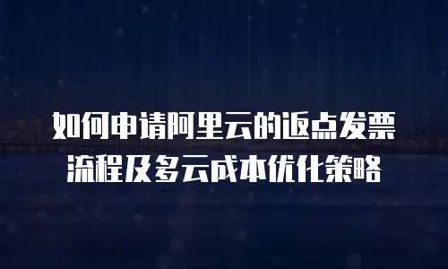 如何申请阿里云的返点发票流程及多云成本优化策略