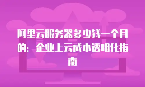 阿里云服务器多少钱一个月的：企业上云成本透明化指南