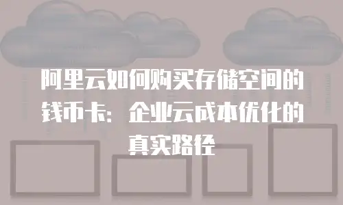 阿里云如何购买存储空间的钱币卡：企业云成本优化的真实路径