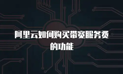 阿里云如何购买带宽服务费的功能