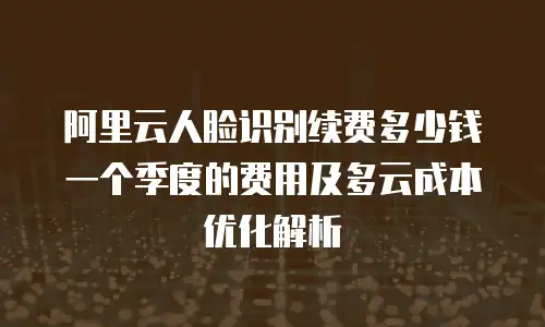 阿里云人脸识别续费多少钱一个季度的费用及多云成本优化解析