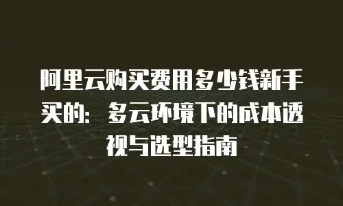 阿里云购买费用多少钱新手买的：多云环境下的成本透视与选型指南