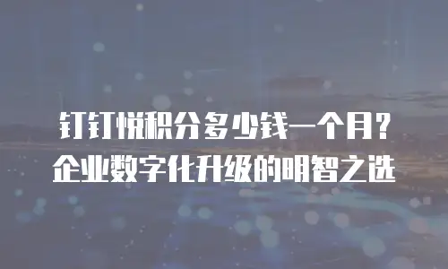 钉钉悦积分多少钱一个月？企业数字化升级的明智之选